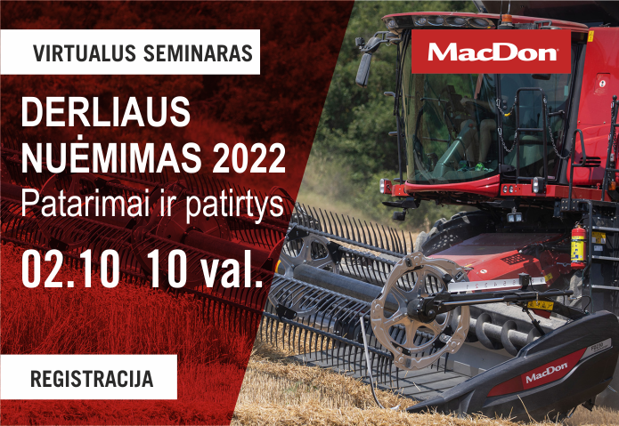 REGISTRACIJA į seminarą PASIRUOŠIMAS DERLIAUS NUĖMIMUI 2022