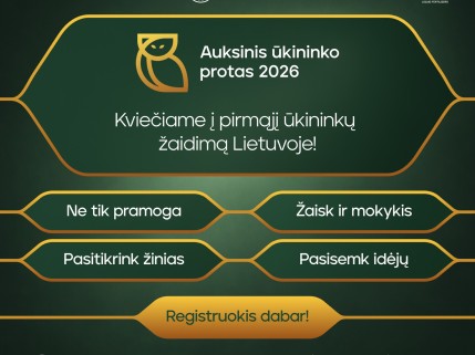Kviečiame registruotis ir dalyvauti renginyje „Auksinis ūkininko protas“.