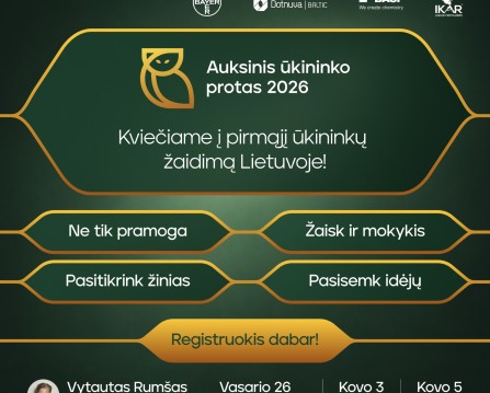 Kviečiame registruotis ir dalyvauti renginyje „Auksinis ūkininko protas“.